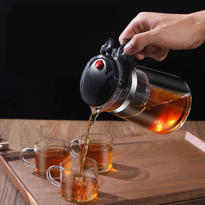 Bule de vidro 500ml-1800ml, prensa para filtrar chá, separador de água, filtro de escritório doméstico, máquina de chá kung fu, utensílios de chá, presentes de feriado