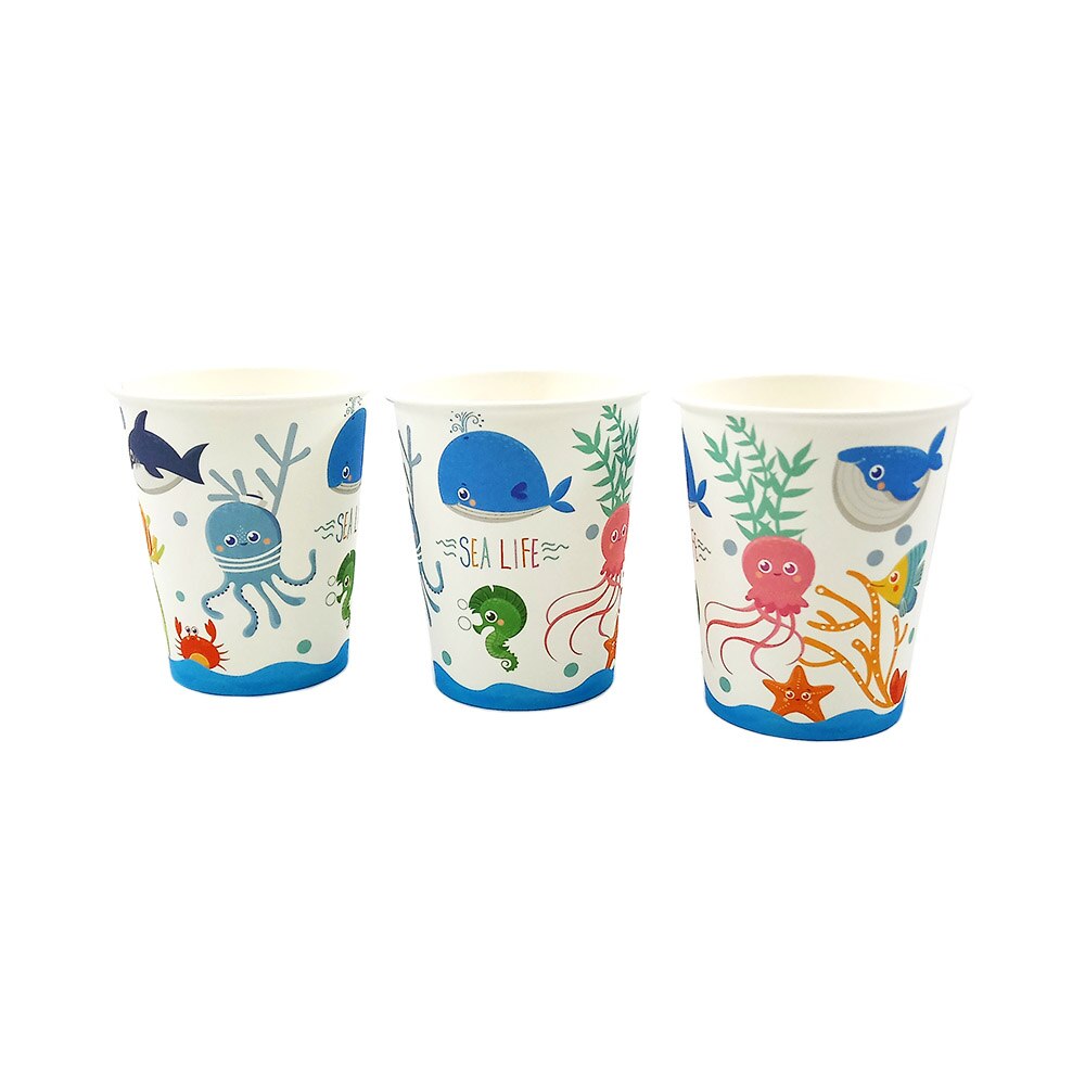 6pcs Dessert Plate Dishes With Food Film For Kids Children Sea Life Marine Animal Fish Theme Party Supplies Disposable Tableware