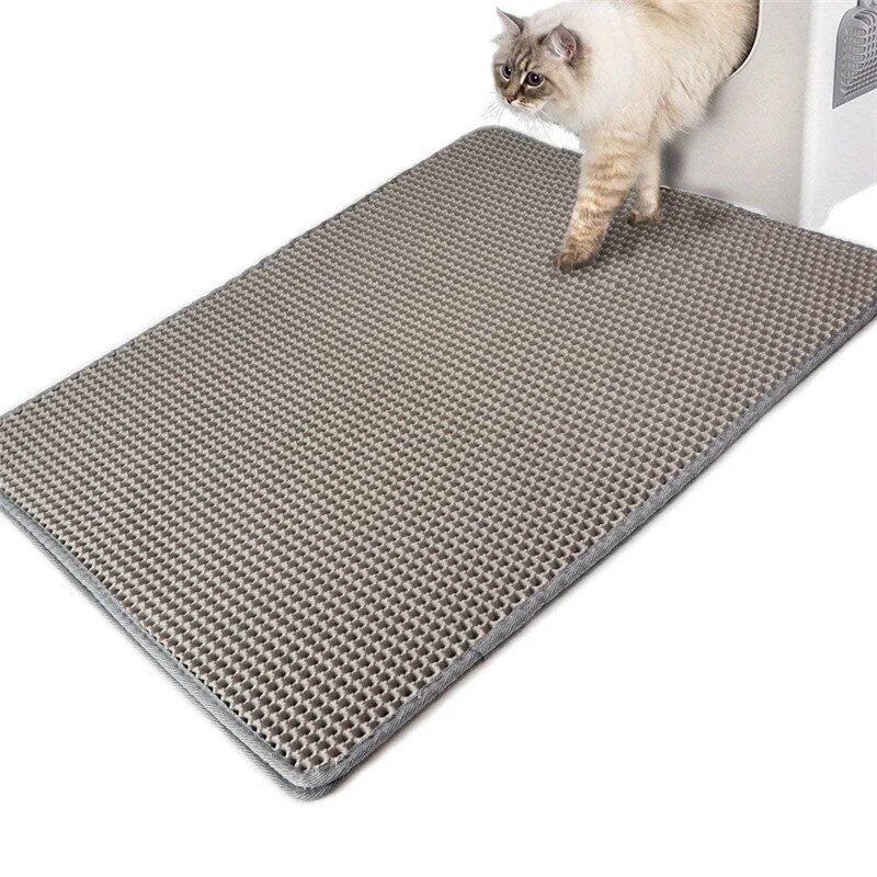 Cat Litter Mat EVA Double-Layer Cat Litter Trapper Mats with Waterproof Bottom Layer Premium Floor and Carpet Cat Bed 29: Gray / 30 X 30cm