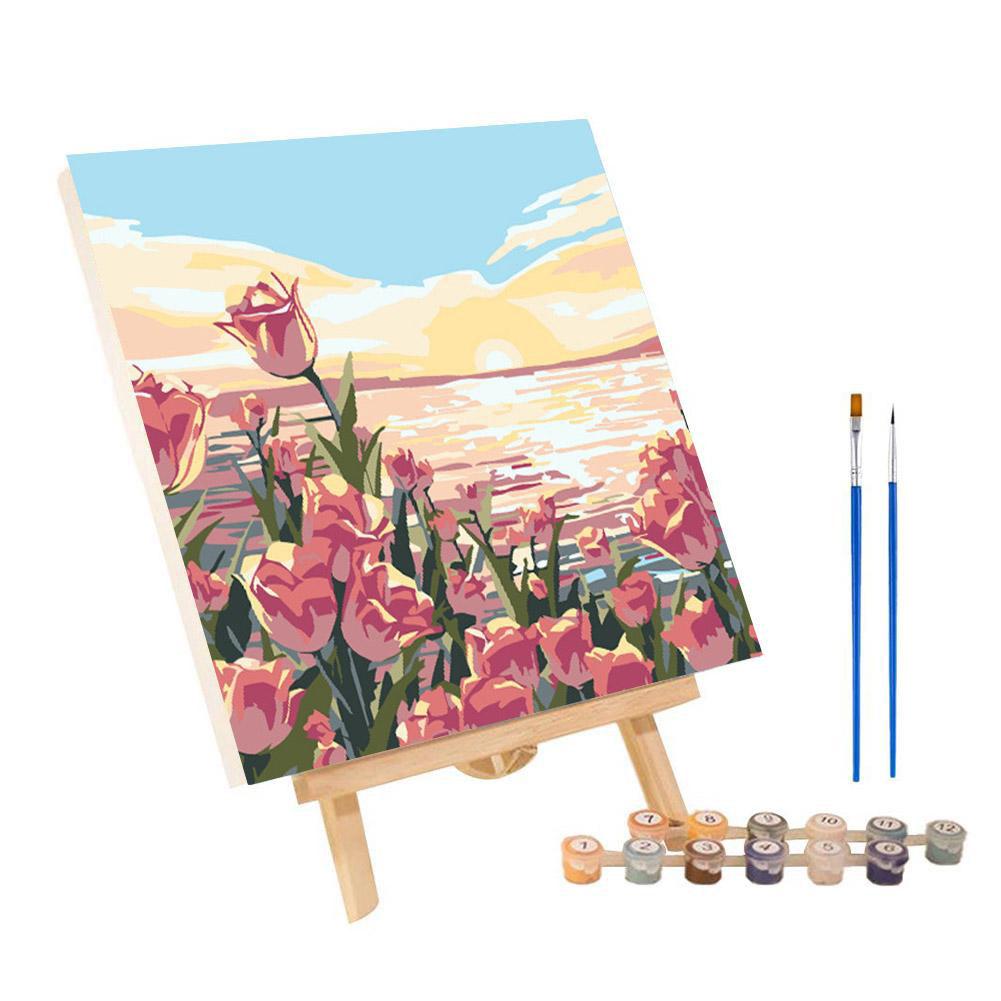 Frame Painting By Numbers Kits Abstract Sunset Landscape Modern Drawing Coloring By Numbers Acrylic Paint For Home Decor: Clear