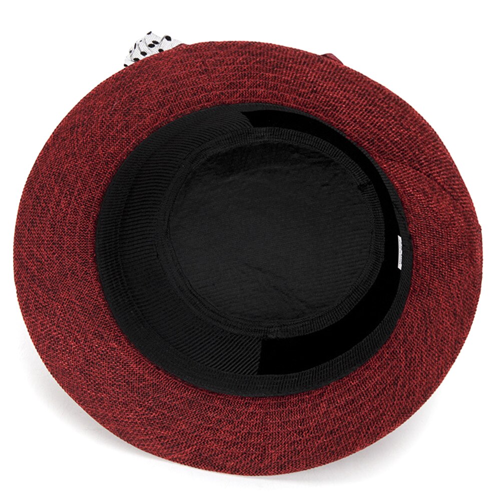 Chapeau avec nœud papillon en maille à pois pour femme, chapeau seau, pare-soleil d'extérieur, , Vintage, à la