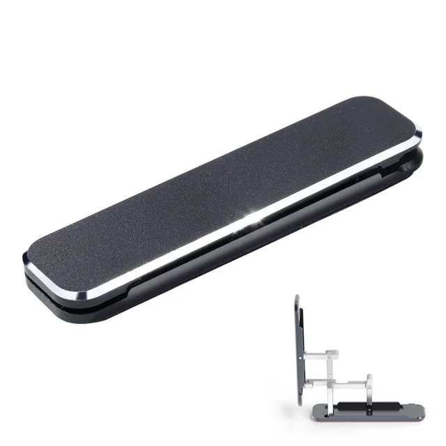 Składany mini metalowy uchwyt na telefon Aluminiowy uchwyt tylny Niewidoczny przenośny uchwyt Uniwersalny uchwyt na telefon komórkowy: Black