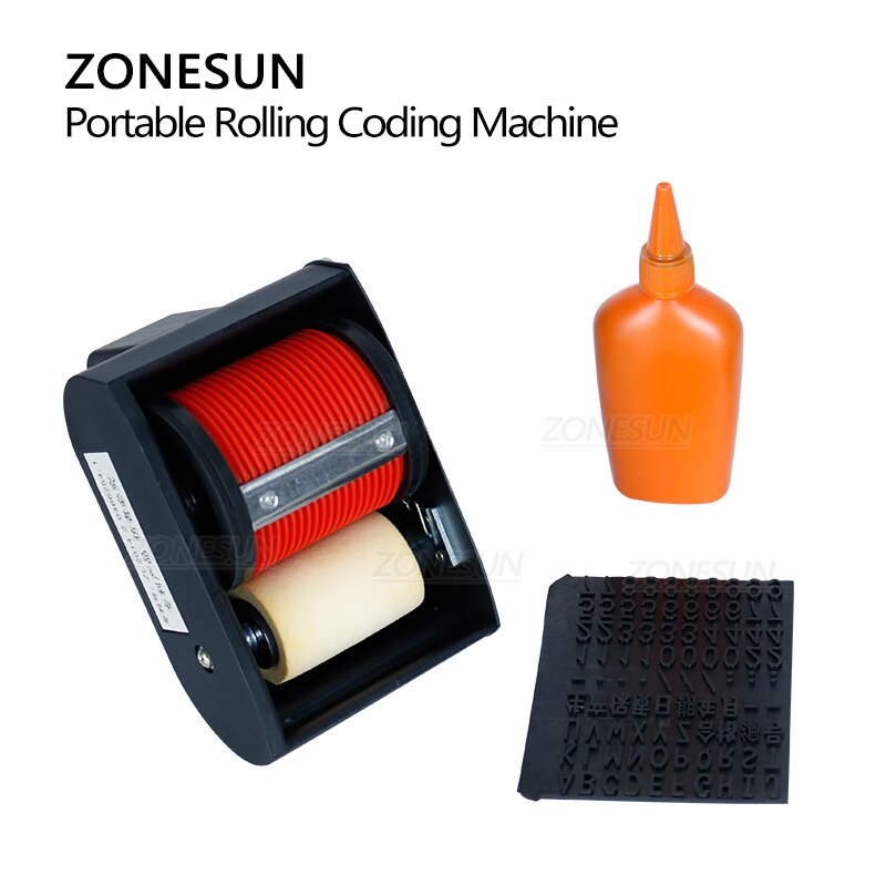 ZONESUN Handheld Expire Date Printer Machine Batch Number Coder Portable Rolling Coding Machine for cartons Box