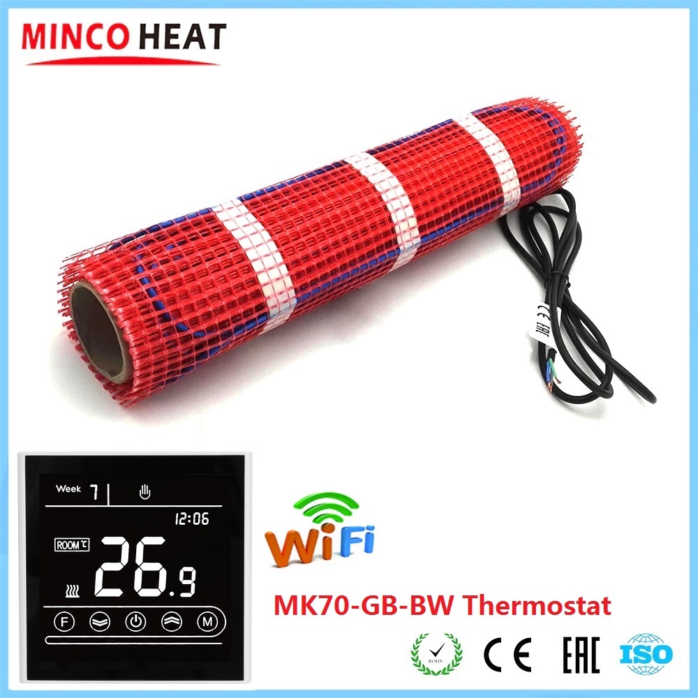 MINCO HEAT 50cmX2m 1m2 Underfloor Heating Warm Mat 150w/m2 Electric Heater Under Tile with Smart WiFi Thermostat