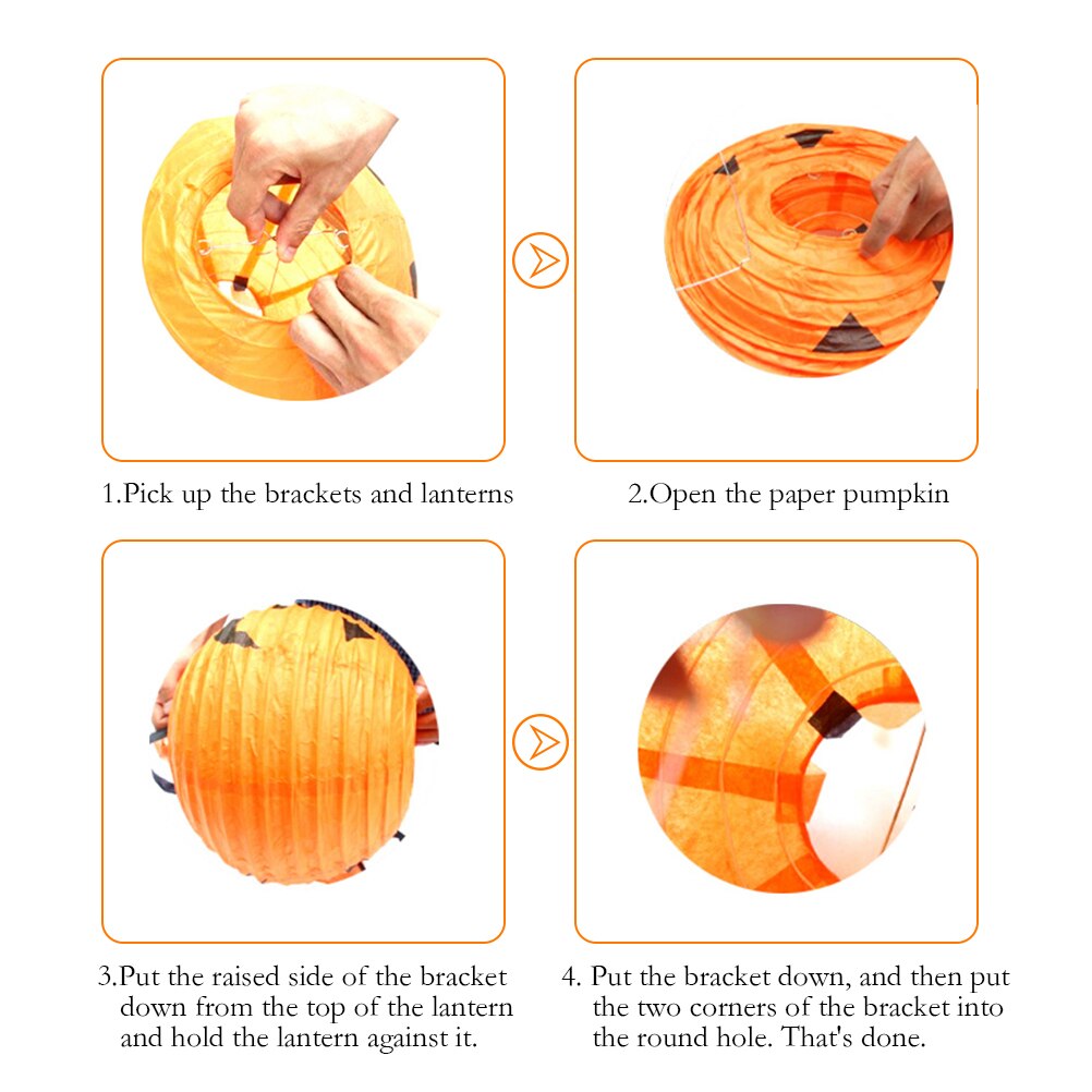 Pumpkin Lantern Halloween DIY Decoration Lantern With Hook Paper Lantern Halloween Decorations For Home