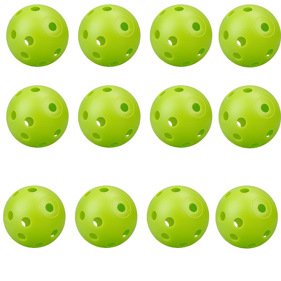 Pelotas para practicar Golf, pelota hueca de plástico para entrenamiento, de colores, de flujo de aire, para practicar, rango de conducción, 12 Uds.: Light green