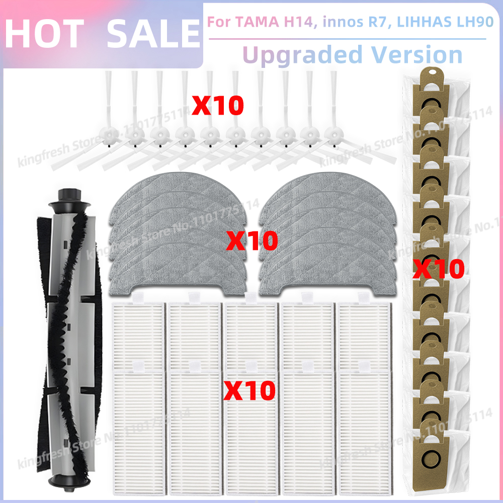 Pasuje robić TAMA H14, Blaupunkt Bluebot komfort plus, innos R7, LIHHAS LH90 Części Zamienne robić Odkurzacza Główna Rolka Szczotka Boczna Filtr Szmatka robić Mopowania Worek na Kurz: Ciemny khaki