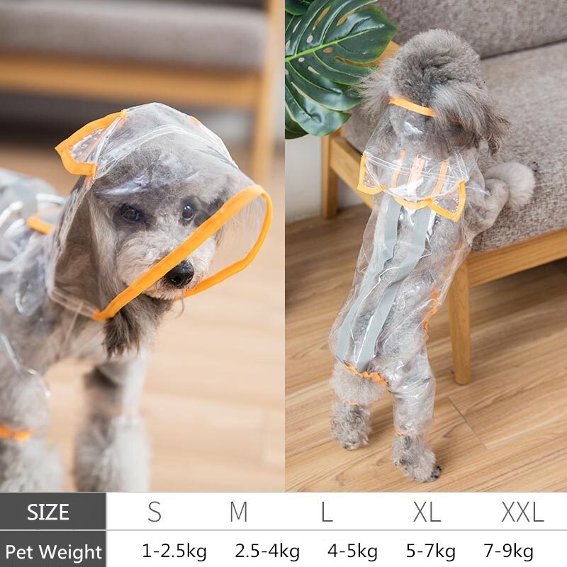 Dog Raincoat Waterproof Pet Clothes PVC Dog Rain Coat Pet Raincoat Dog Clothes for Small Dogs: Transparent yellow / S