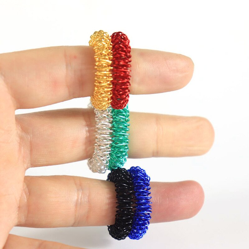 Anillo sensorial antiestrés para niños, juguete para aliviar el estrés, con manecillas de primavera, antiautismo y acupresión, 5 uds.
