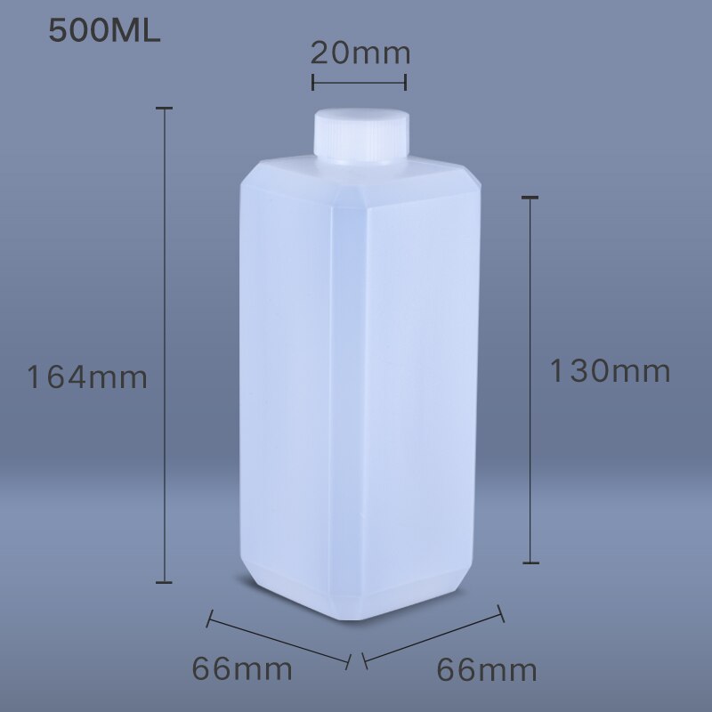 4Pcs 500ml Square Plastic Bottle Food grade HDPE Container liquid Reagent Refillable Bottles Translucent