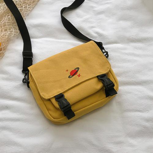 Womens Bags Handbags Solid Color Multi t Planet Embroidery Canvas Shoulder Bag Messenger Pouch bags for women: Yellow