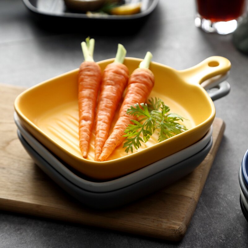 Nordic ceramic dish oven dish baking dish barbecue dish baking dish deep dish flat dish restaurant tableware household