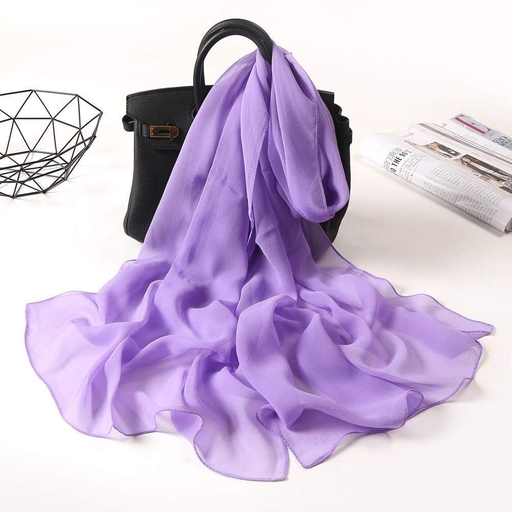 Four Seasons Women Plain Color Thin Soft Beach Thin Silky Georgette Scarf Shawls Long Wraps Beach Sunscreen Hijab: Pink