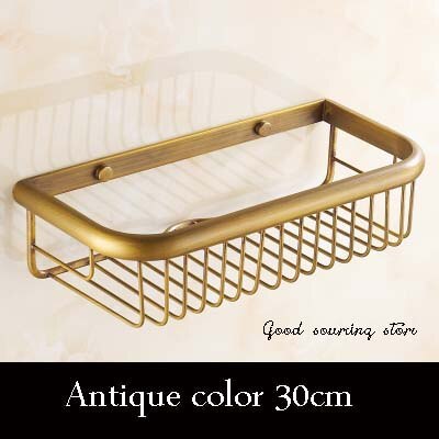 30/45cm brass antique golden oil rubbed brone bathroom shelf, wall mounted bathroom basket: antique color 30cm