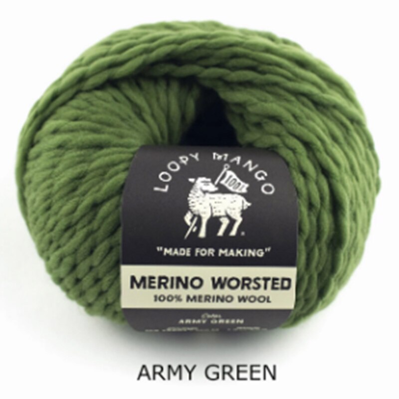 Loopy Mango merino worsted Yarn 100% Merino Wool Yarn soft and warm Handknitting Yarn: army green