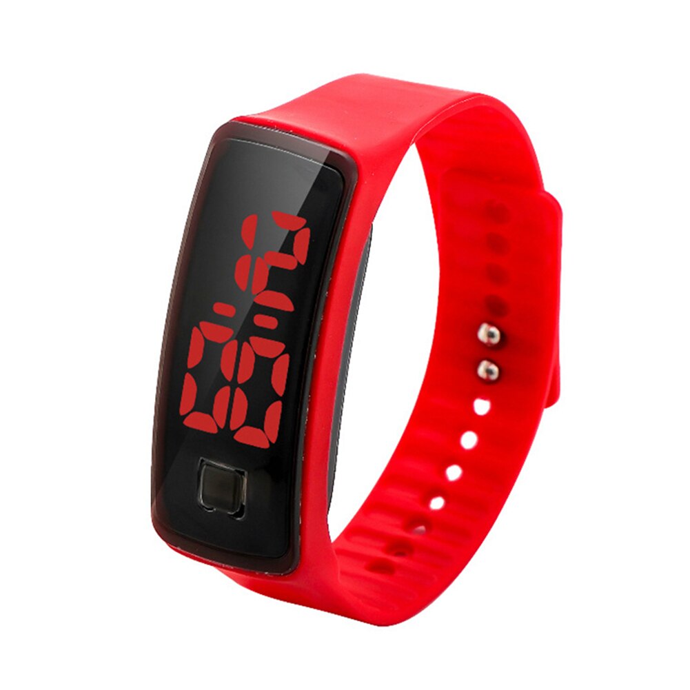 LED Digital Watch LED Touching Screen with Silicone Strap Luminous Casual Watch Wrist Unisex YA88: Red