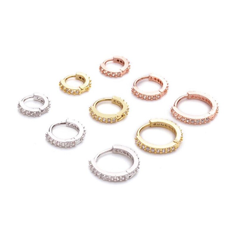 6 8 10mm 1pc mix color Stainless Steel Barbell round Cz Hoop Cartilage Helix Daith Rook Lobe Earring Circle Ear Piercing Jewelry