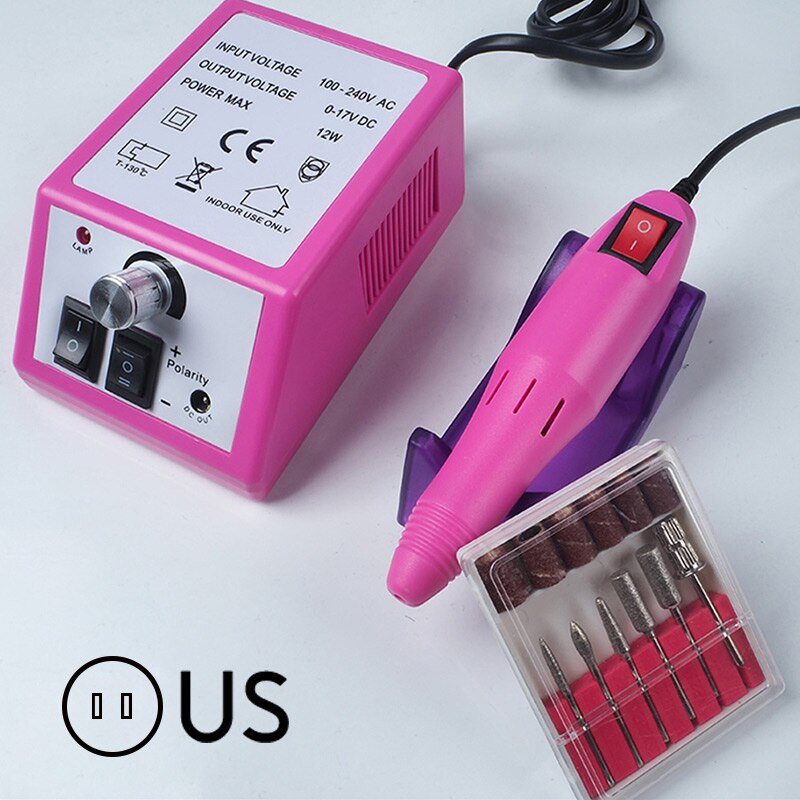 20000 rpm elektrisk manikyrsett bortilbehør neglefilbits manikyrmaskin elektrisk gellakkfjernersett: Rosa oss