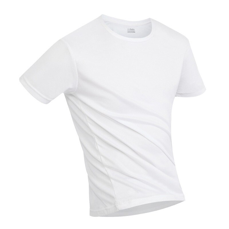 Anti-smutsvattentät män vandring fläcksäker t-shirt hydrofob andas antifouling snabbtorkande topp kortärmad: Vit / M