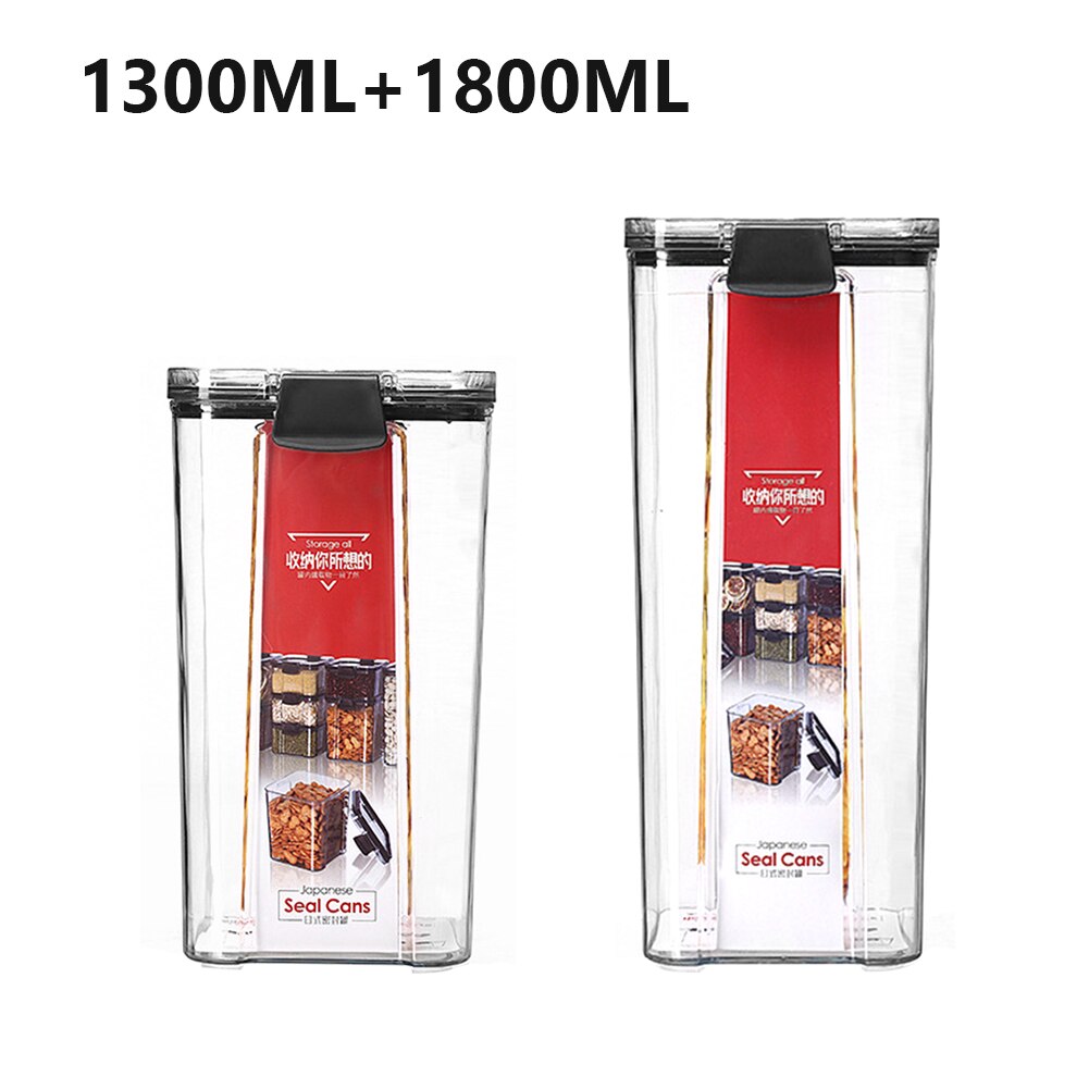 Box Multigrain Cereal Containers Airtight Pantry Pasta Kitchen With Lid Food Storage Container Plastic Transparent Sealed Cans: 1300-1800