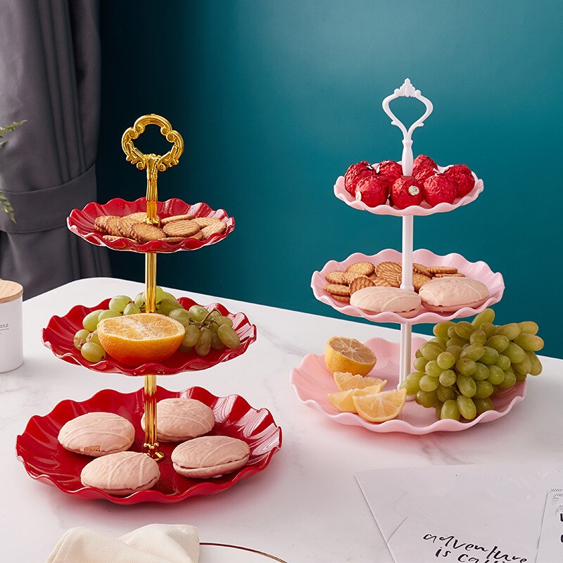 nordisch Multi-schicht Obst Kuchen Platte Stehen Snack Gestell Getrocknete Obst Ablage Anzeige Tablett