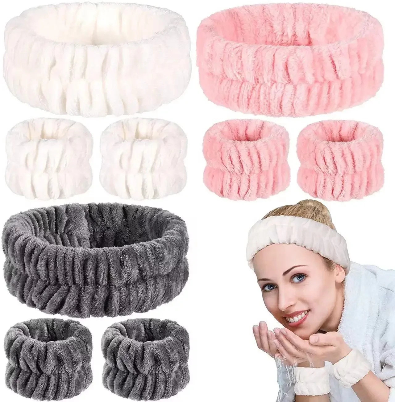 Muñequera de microfibra para lavado de muñeca, toalla, muñequera, Scrunchies para lavarse la cara, muñequera absorbente, diadema para mujer