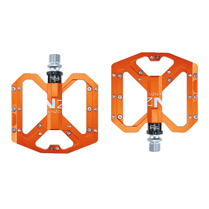 Pédales de vtt 3 roulements antidérapantes en alliage d&#39;aluminium, pièces de bicyclette large Enzo: Orange