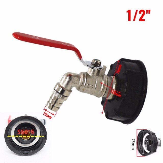 Adapter IBC Tank Adapter Adaptor Connector IBC Tank S60*6 To 1/2 3/4: 1 2