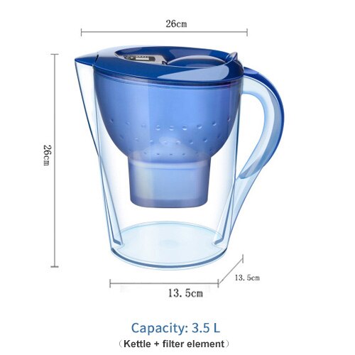 Carbon Alkaline Water Filters Water Pitcher Ionizer Kitchen Purify Kettle Filter 3.5L Pitcher Household Activated: 1 set blue