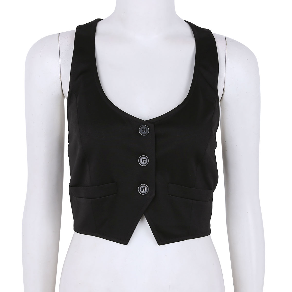 Aankomst Vrouwen Mode V-hals Mouwloze Button Down Ingericht Racer Back Klassieke Vest Shirts Aparte Vest Voor Formele Slijtage