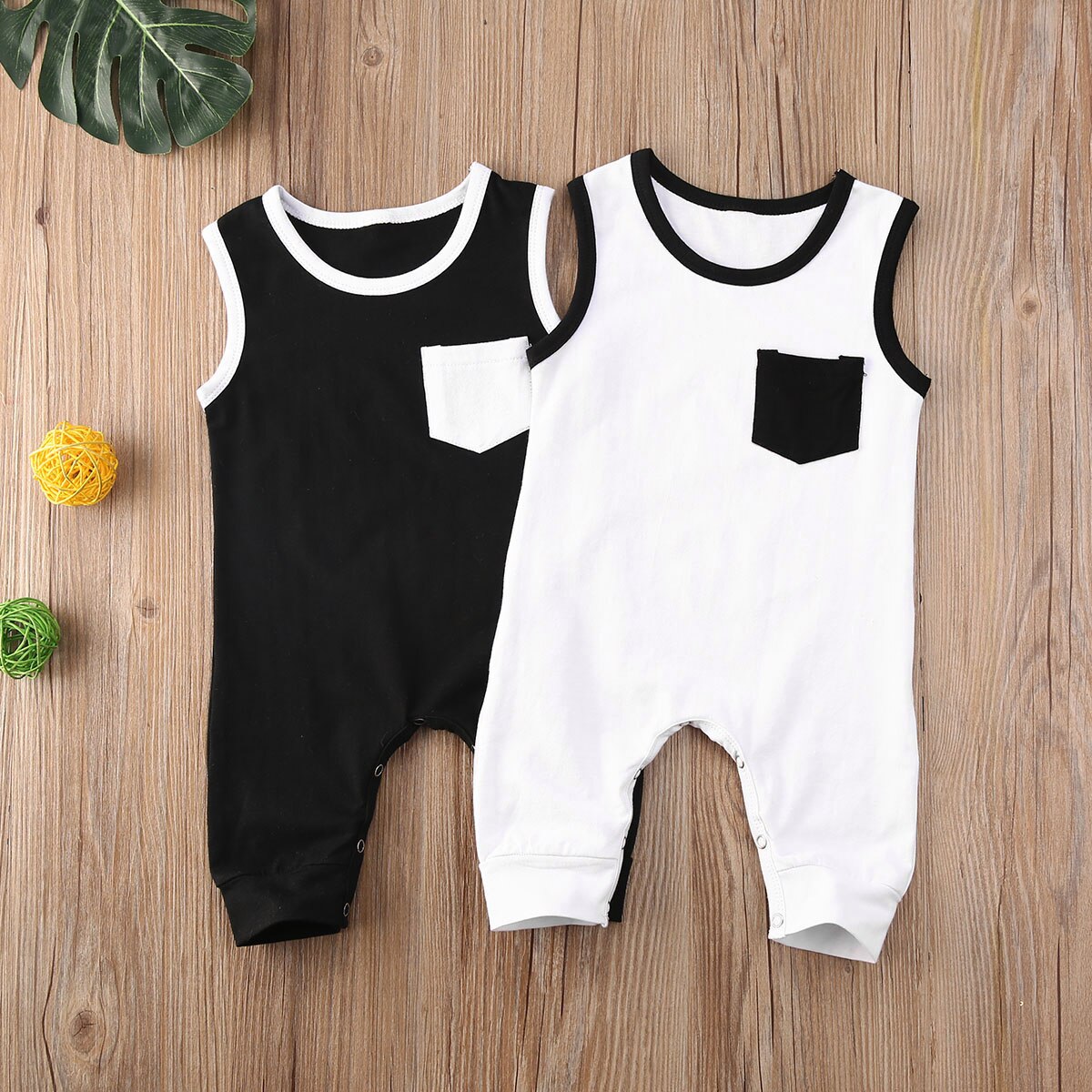 Casual 0-18M Summer Baby Boy Clothing Sleevless Solid Cotton Soft Jumpsuit Boy Outfit