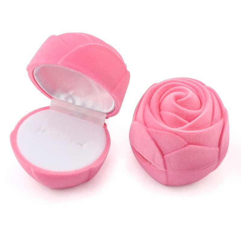 1 Piece Pink/Red Rose Flower jewelry Box Velvet wedding Ring box Necklace Display Box Container Case for Jewelry Packaging