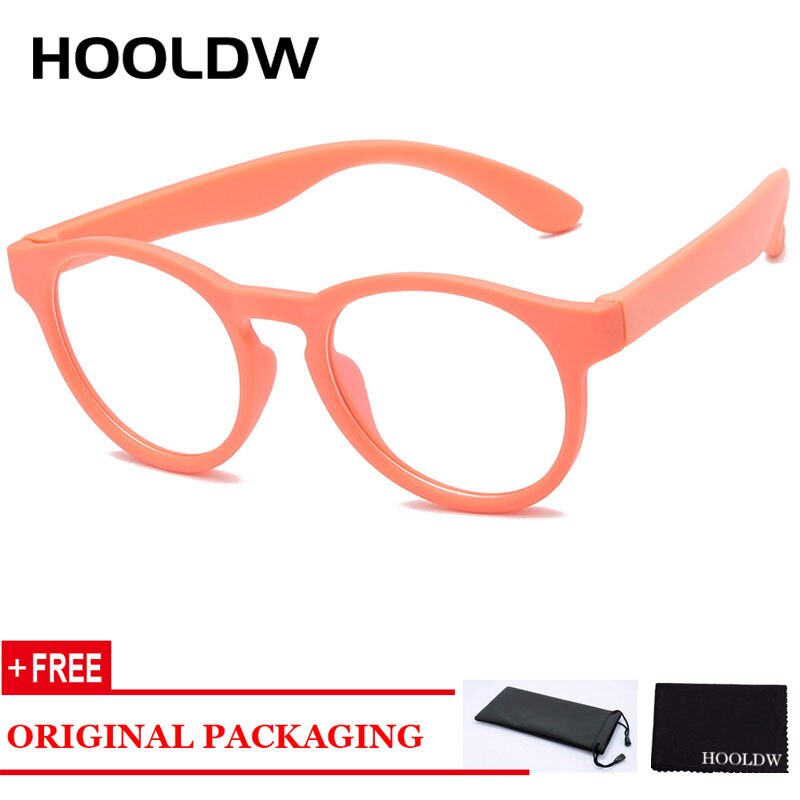 Pyöreä sininen valo lasten silmälasit lasten optiset kehykset silmälasit pojat tytöt tietokone läpinäkyvät estävät heijastamattomat silmälasit: Oranssi