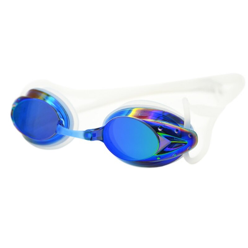 Volwassen Mannen Vrouwen Outdoor Water Sport Zwemmen Bril Anti-Fog Waterdichte Kleurrijke Plating Zwembril Met Neusbrug Vervan: Dark Blue