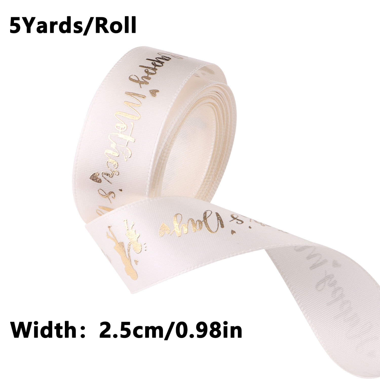 Ancho: Cinta acanalada de 16 mm con letras impresas de una sola cara "Feliz día de la madre", cinta decorativa para de embalaje de para el día de la madre: Latón