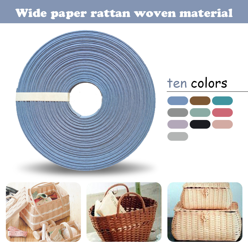 20 Meter 15Mm Breed Papier Rotan Geweven Materiaal Ornamenten Handgemaakte Gekleurde Papier Touw Manden Papier Touw Diy Handgemaakte Materialen