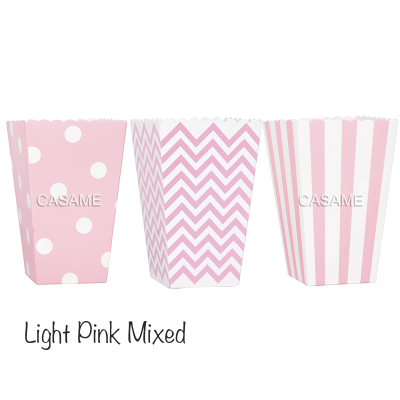 6 stks Rose Goud Roze Stijf Papier Mini Party Popcorn Dozen Pop Corn Snoep/Schil Gunst Zakken Bruiloft Verjaardag Film Party Servies: Beige