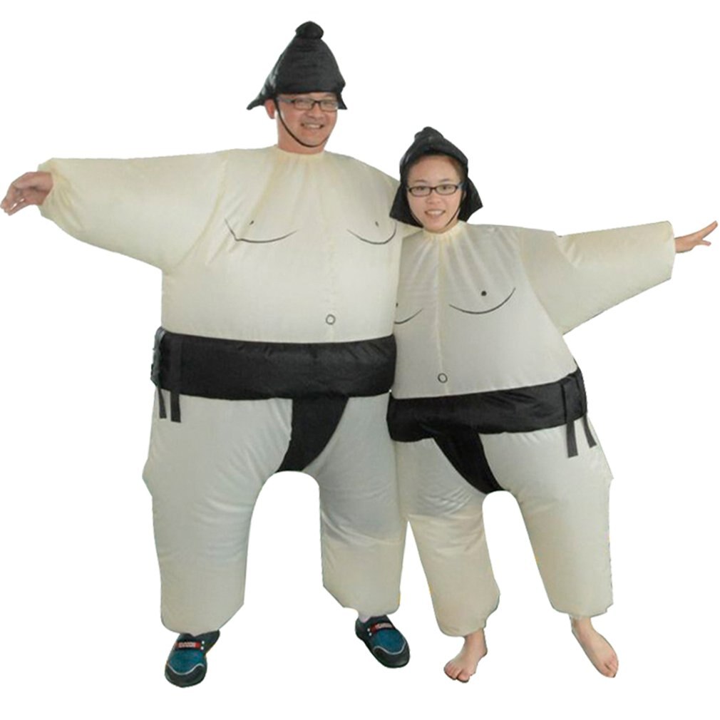 Vestido inflable con ventilador para hombre y mujer traje con máscara ancha, disfraz de luchador