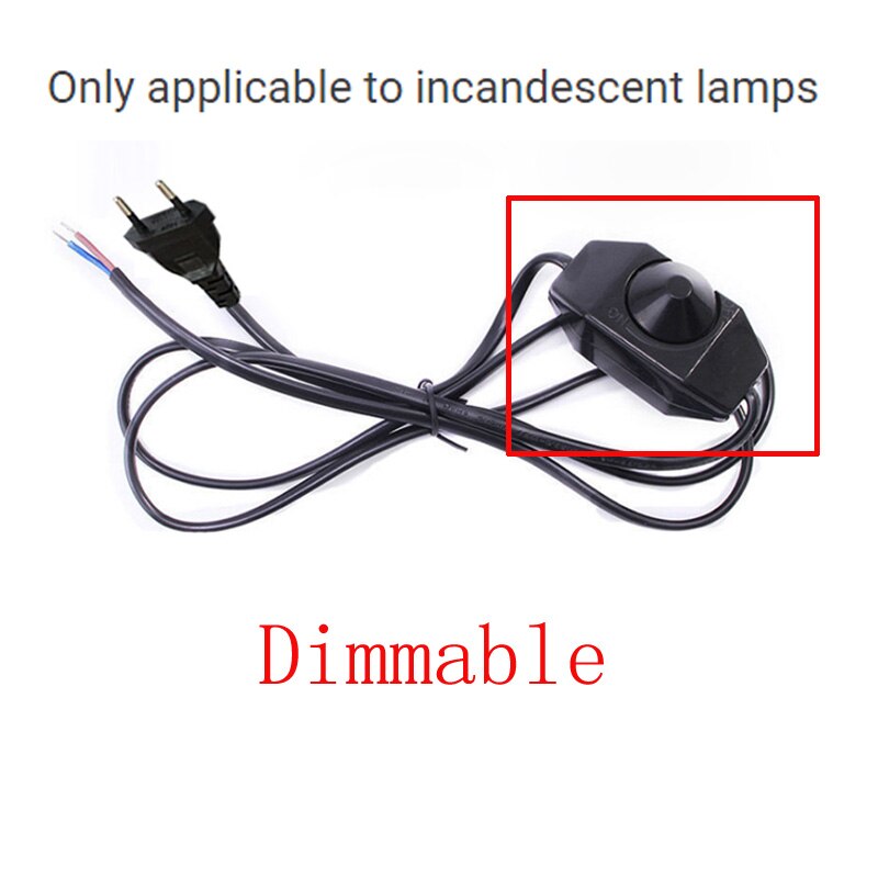 Dimmer Eu Plug Kabel Licht Modulator Lamp Lijn Dimmer Controller Voor Tafellamp Elektriciteit Draad AC110V 220V 1.8M: Black  Dimmer EU