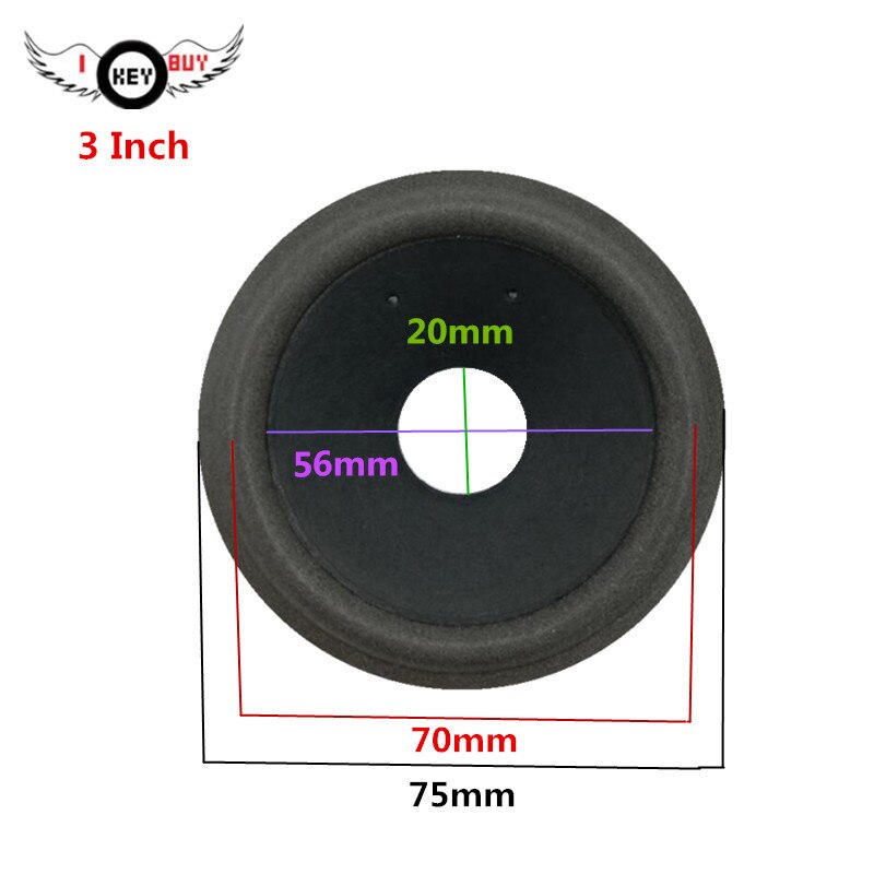 I KEY BUY 20pcs/lot 3 Inch Tweeter Speaker Foam Edge Paper Cones DIY Repair Parts 75mm diameter 20mm Core 14.5mm High