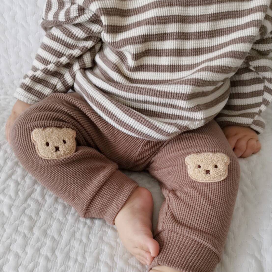 Baby Baumwolle Gamaschen Herbst Neue Baby Hosen Waffel Mädchen Harem Hosen Jungen Bär Hosen Kleinkind Kleidung 9M-3T