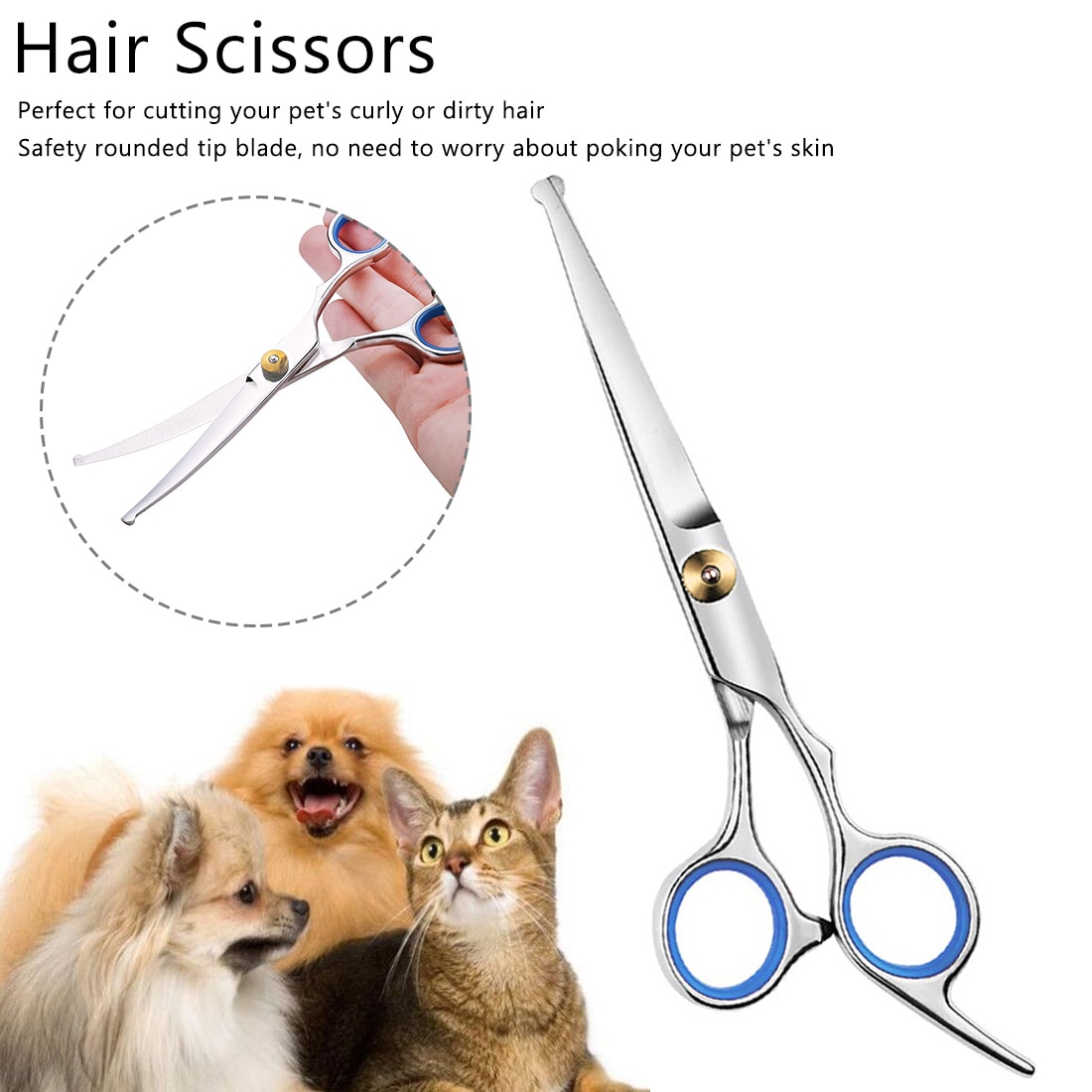 1 st grooming tunt sax kant djur frisör skärverktyg hundar hund sax säkerhet rundade tips