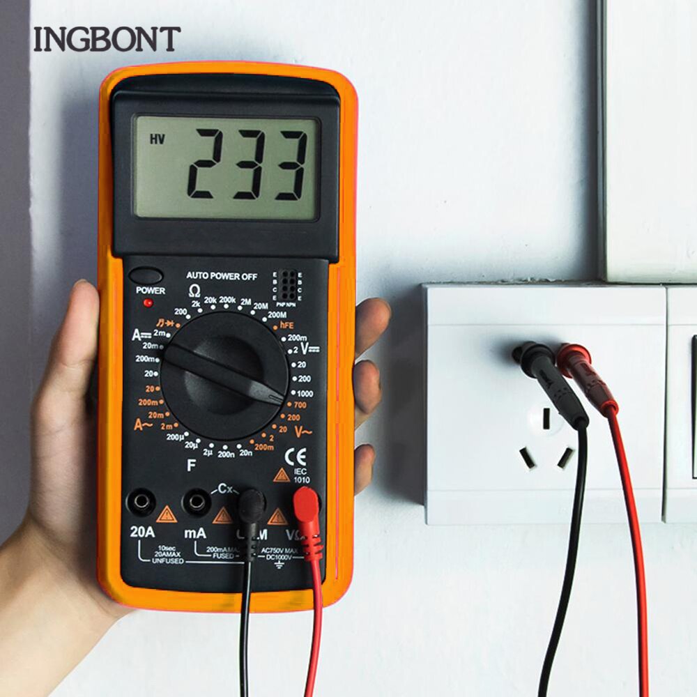 INGBONT LCD Display Multimeter Transistor Capacitor TesterAC/DC Meter Voltmeter Ammeter Profesion Handheld Electrical Instrument
