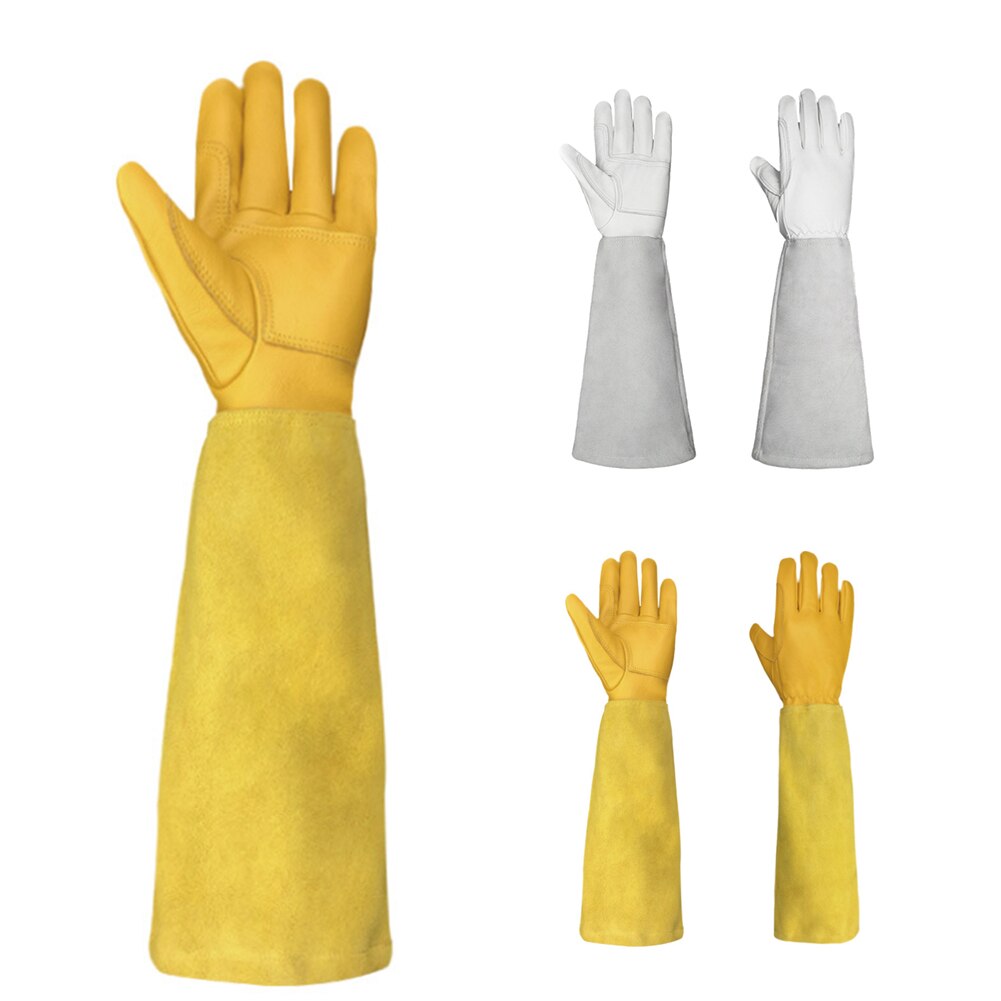 1pair Rose Pruning Protection Gardening Gloves Thorn Proof Yard Artificial Leather Gauntlet Wear Resistant Men Women Long Sleeve