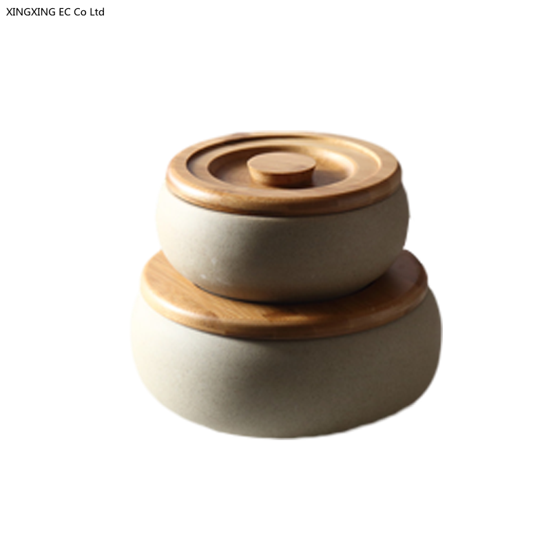 Ceramic Round Storage Jar with Lid Household Snack Storage Box Kitchen Food Storage Jar Household Storage Supplies: 2PCS-S-L