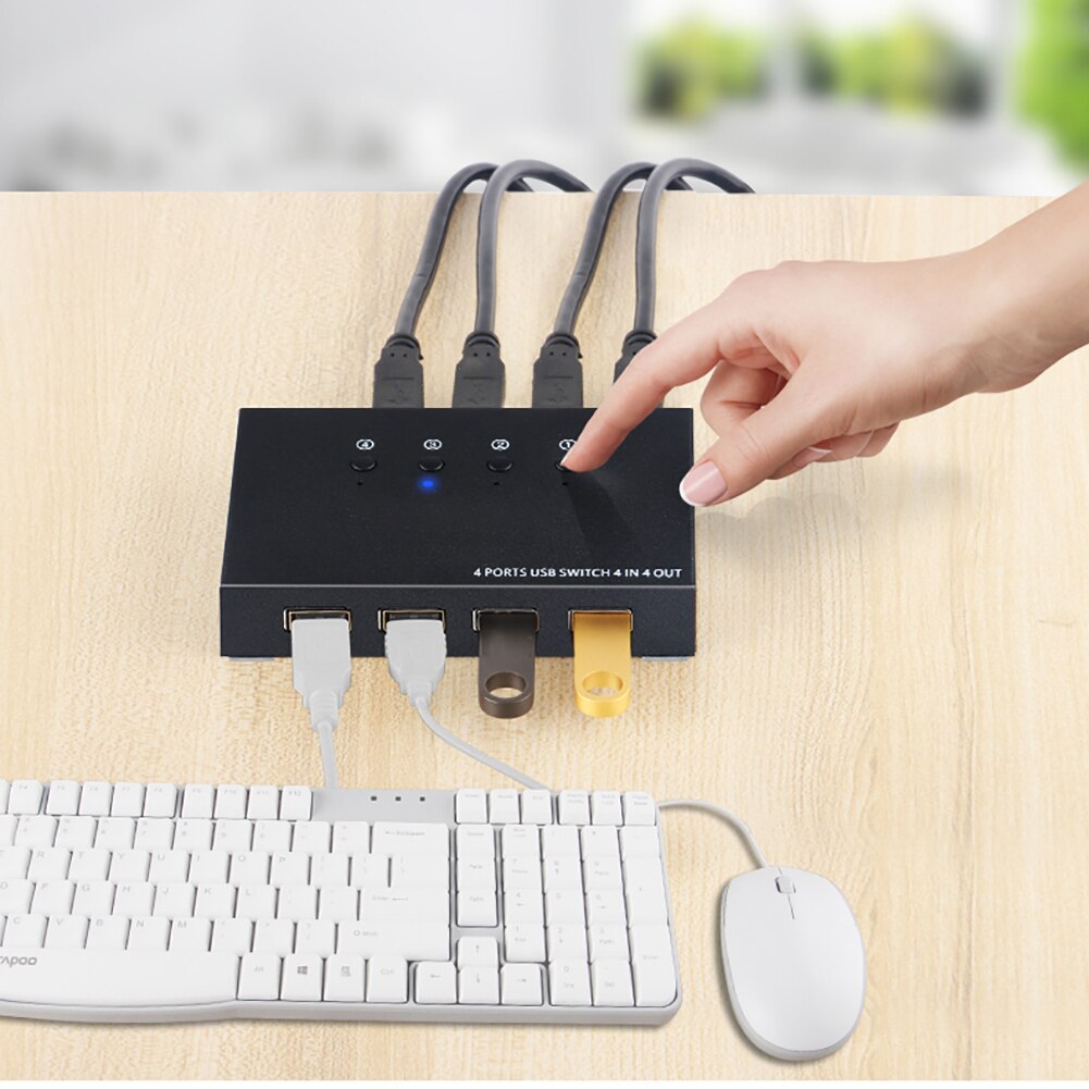 Hdmi Kvm Switch 4K Usb Hdmi Kvm Switcher 4 In 4 Out 4K 2K 30Hz Met kabels Voor Pc Laptop Muis Printers Toetsenbord Scanner U Disk