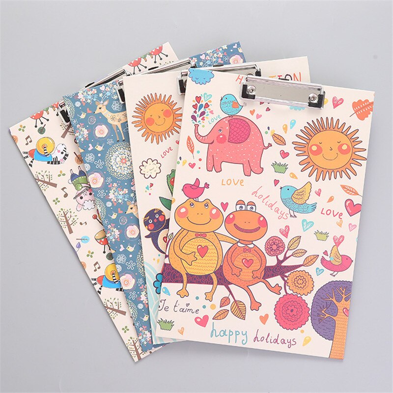 4Pcs Cartoon Writing Clipboard Clip Pad Student A4 File Holder Writing Kawaii School Supplies WordPad Office Stationery: 03