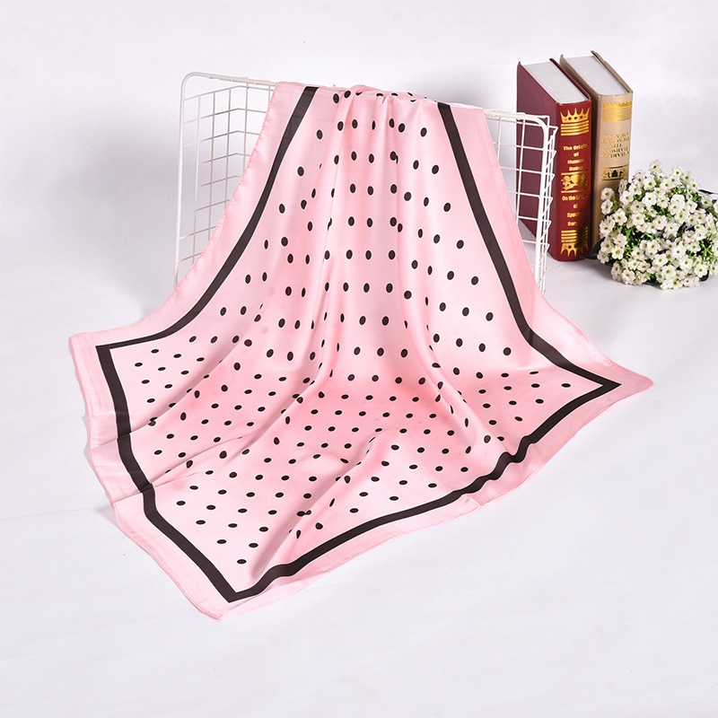 Foulard foulard multifonctionnel imprimé à pois pour femme, foulard hijab, foulard portefeuille, bandana, imitation soie carrée
