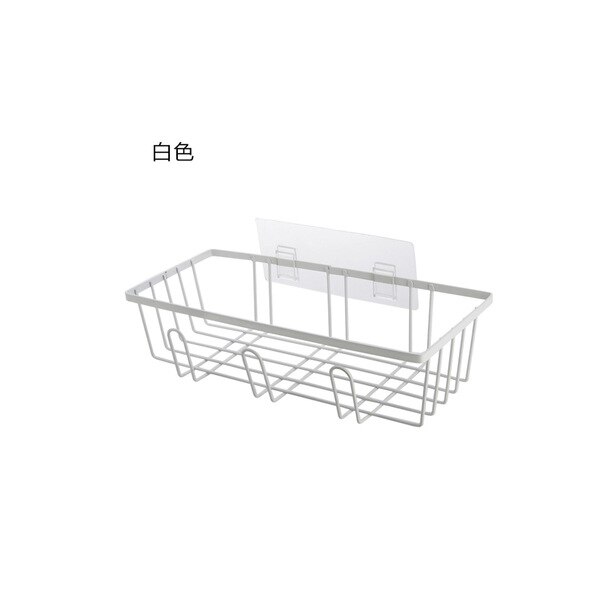 Iron art make-up organizer, shampoo mand, gratis ponsbadbal, aftappende make-up, cosmetische organizer, hangende opbergdoos voor de badkamer.: Wit