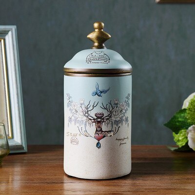 Tarros de cerámica Vintage para cocina, tarros de almacenamiento Retro, lata para té, dulces, azúcar, organizador de ollas pintadas, latas de cocina: C